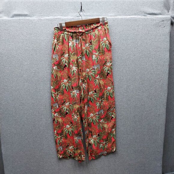 Jane + Delancey Womens Red Tropical Print Button-Up Shirt & Elastic Waist Pants - Picture 7 of 9